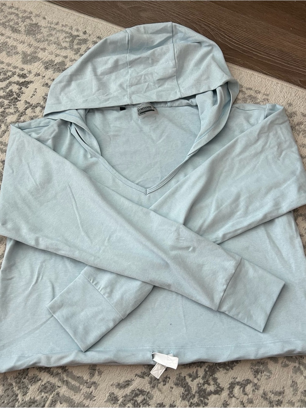 Gymshark Light Blue V‑Neck Hoodie Sweatshirt